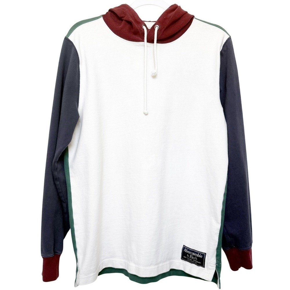 Abercrombie & Fitch Mens Colorblock Rugby Cloth Hoodie Multi Color Medium